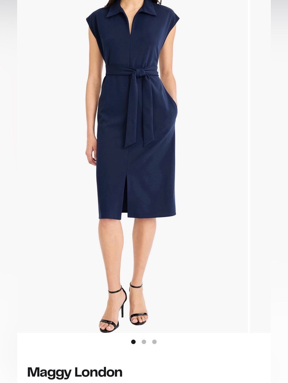 Maggy London Navy Tie-Front Midi Dress-NWT - Size 2